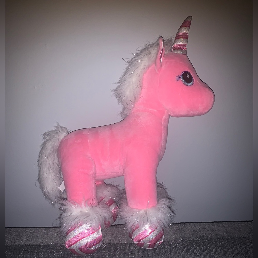 Build A Bear Plush 2018 Holiday Pink Candy Cane Swirl Unicorn 17”